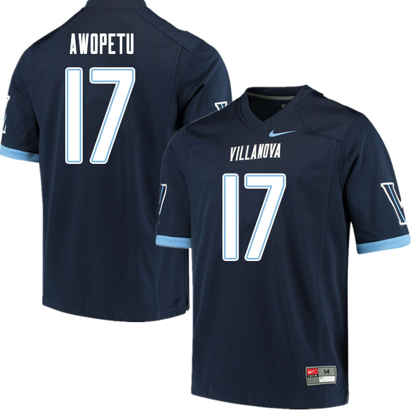 Men #17 Nowoola Awopetu Villanova Wildcats College Football Jerseys Sale-Navy